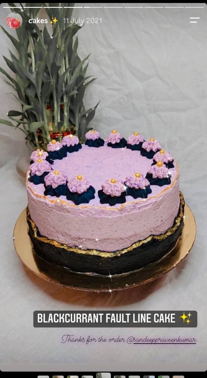 Blackcurrant fault line cake