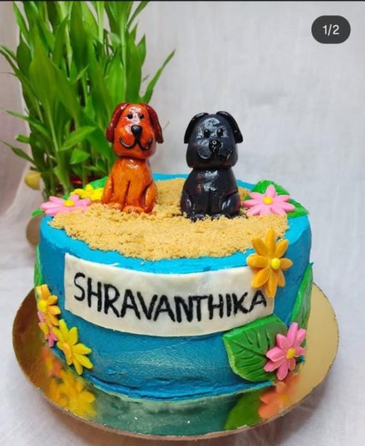 Puppy-themed celebration cake